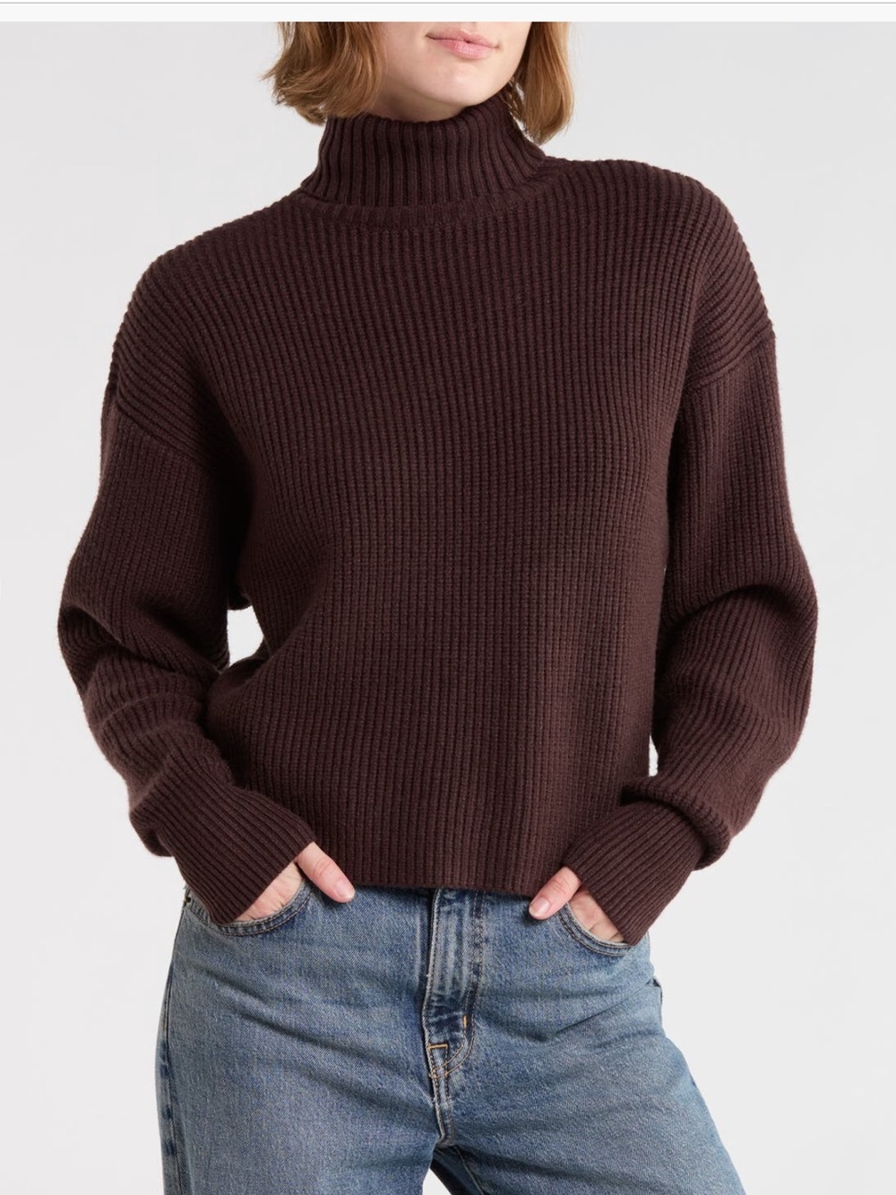 Good American Chocolate Brown Turtleneck Sweater